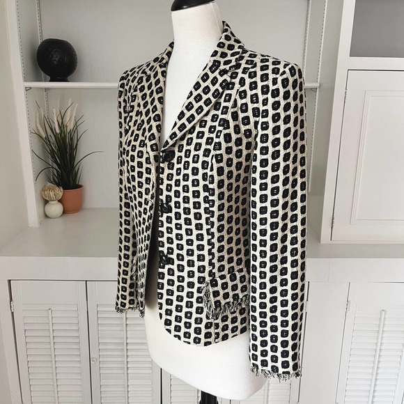Vintage Lavantino Silk Tweed Geometric Print Jacket Blazer Size 4 - Picture 3 of 9